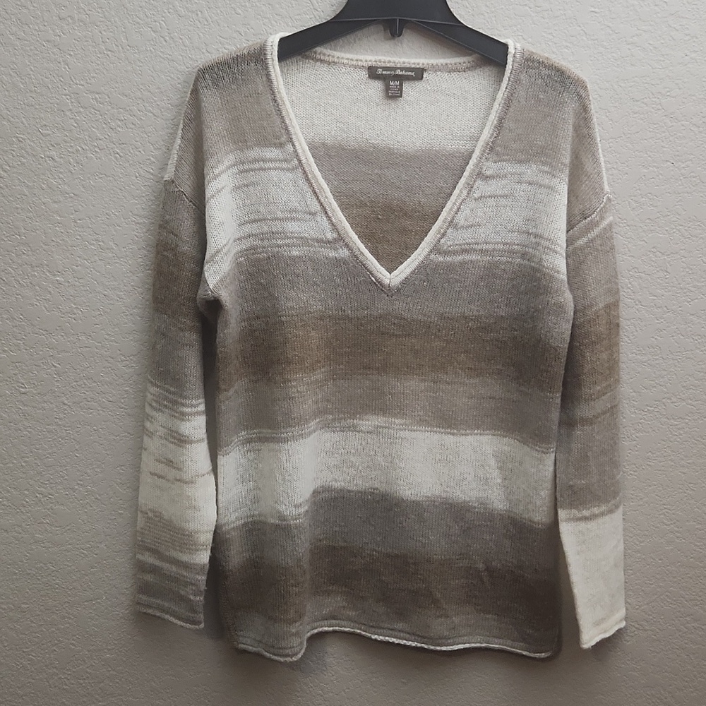Tommy Bahama Sweater Womens Size M Wool Mohair Tunic Knit Color Block